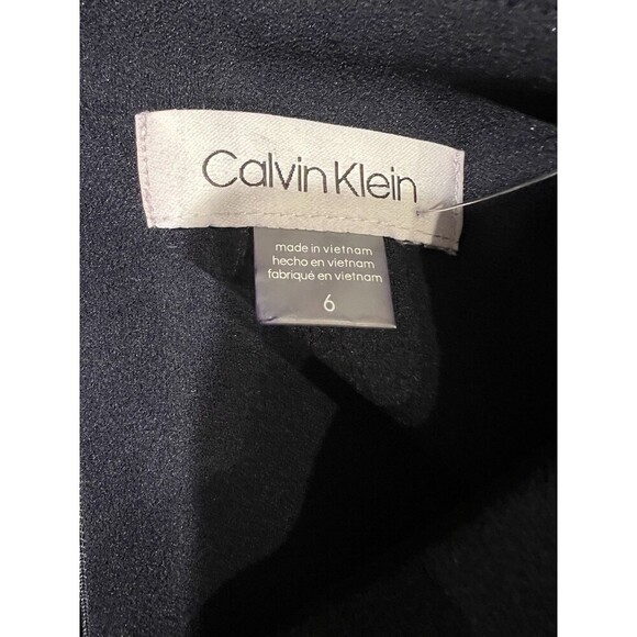 NWT Calvin Klein Belt Sleeveless Blue V-Neck Midi Dress with Side Buttons Size 6 - Picture 6 of 9
